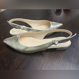 Nine West Gold Pointed Toe Slingback Flats